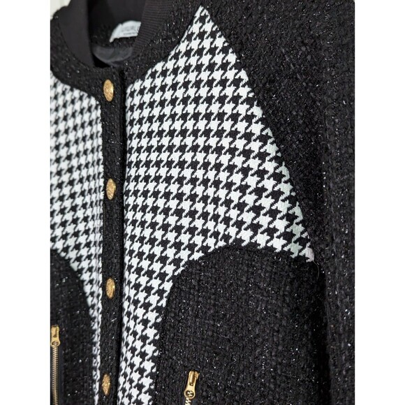 Wiwal Orna Dress Jacket Womens Small Tweed Metallic Black White Houndstooth - Picture 4 of 10